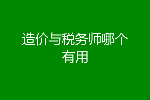 造价与税务师哪个有用