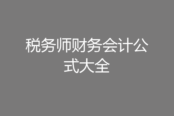 税务师财务会计公式大全