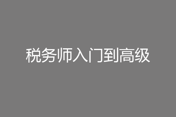 税务师入门到高级