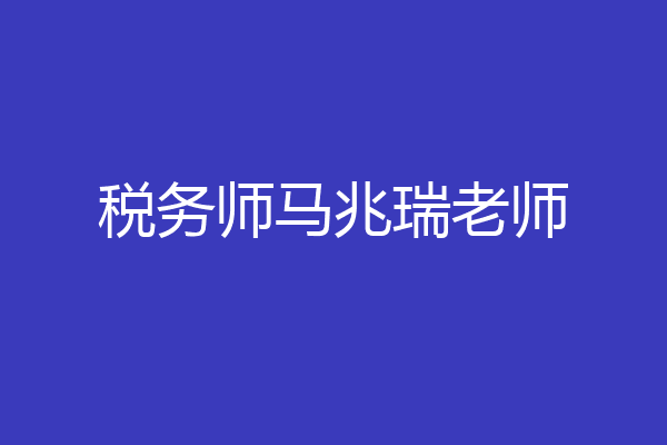 税务师马兆瑞老师