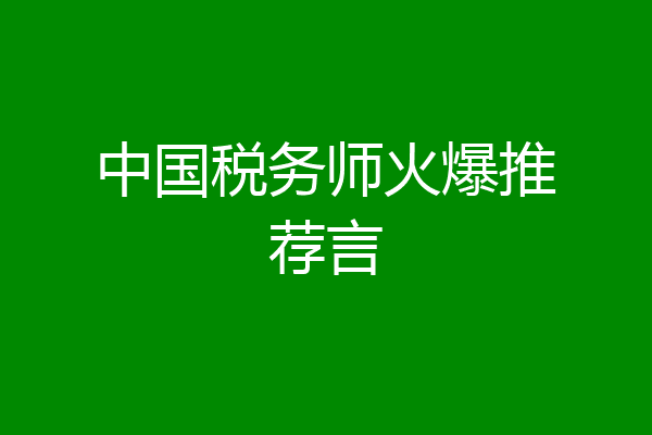 中国税务师火爆推荐言