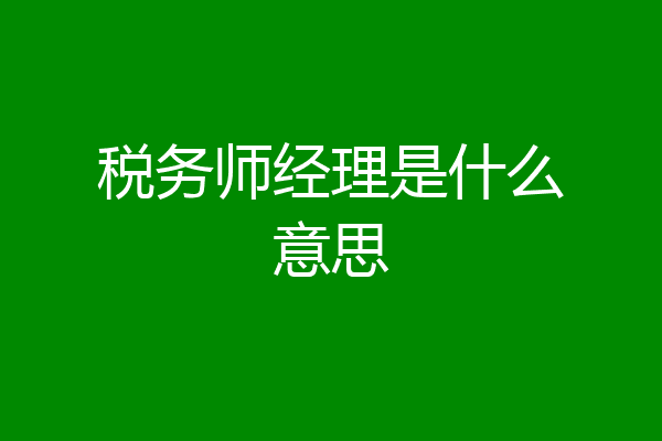 税务师经理是什么意思