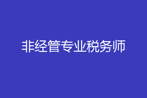 非经管专业税务师