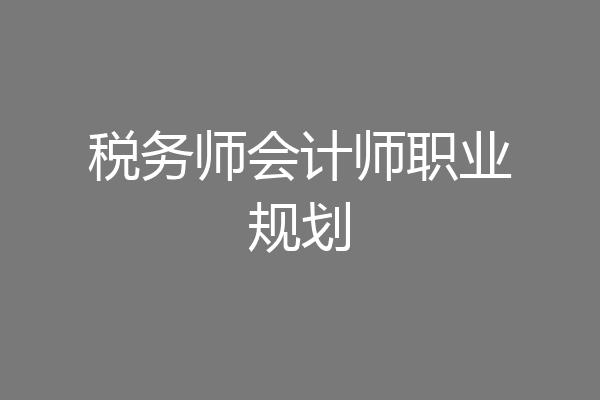 税务师会计师职业规划