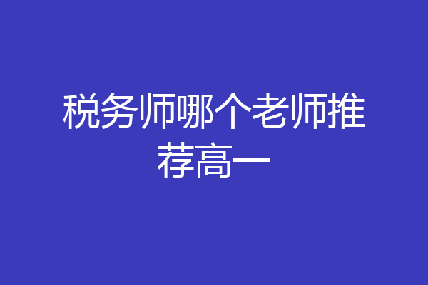 税务师哪个老师推荐高一