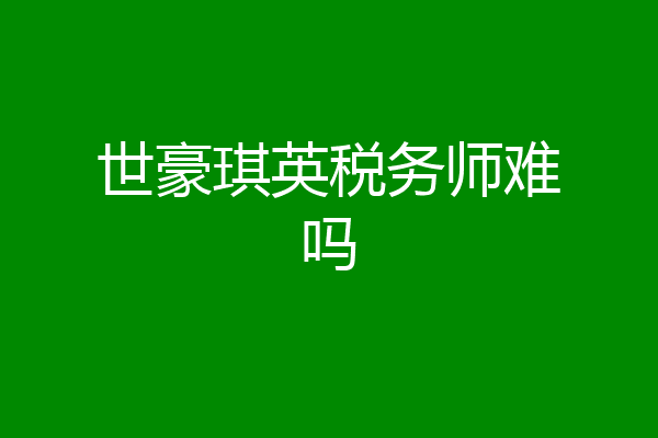 世豪琪英税务师难吗