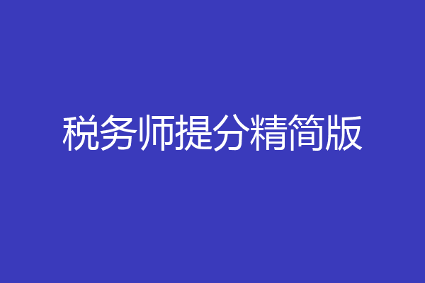 税务师提分精简版