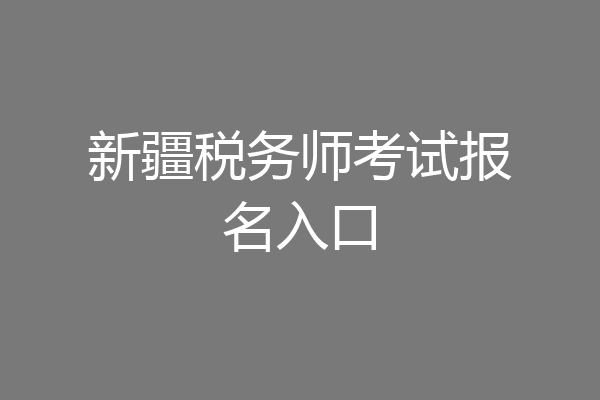 新疆税务师考试报名入口