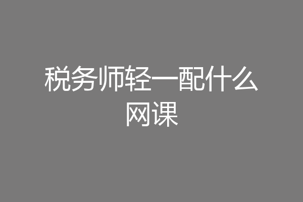 税务师轻一配什么网课