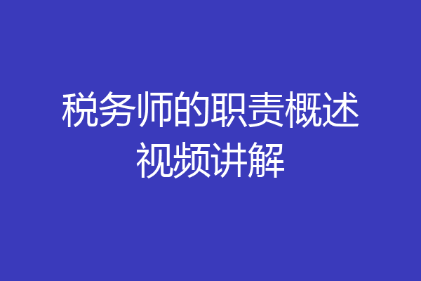 税务师的职责概述视频讲解