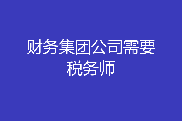 财务集团公司需要税务师