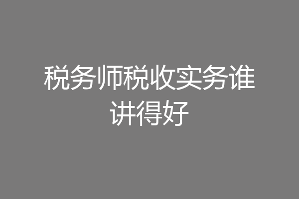 税务师税收实务谁讲得好