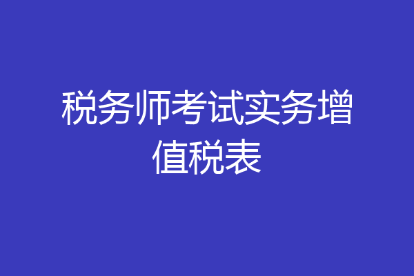 税务师考试实务增值税表