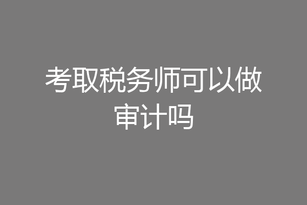考取税务师可以做审计吗