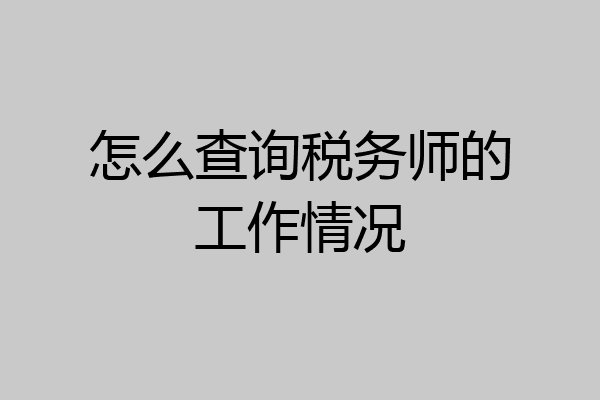 怎么查询税务师的工作情况