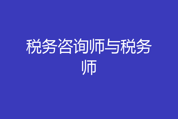 税务咨询师与税务师