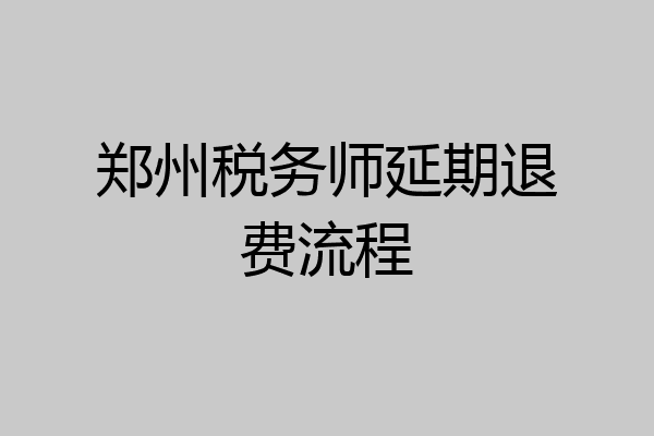 郑州税务师延期退费流程