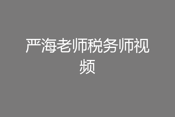 严海老师税务师视频
