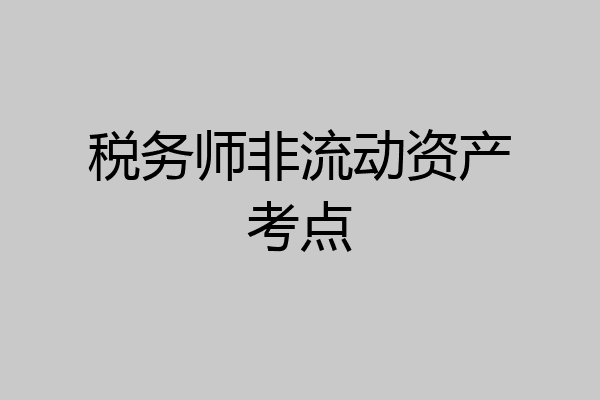 税务师非流动资产考点
