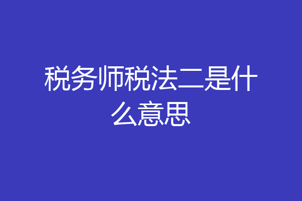 税务师税法二是什么意思