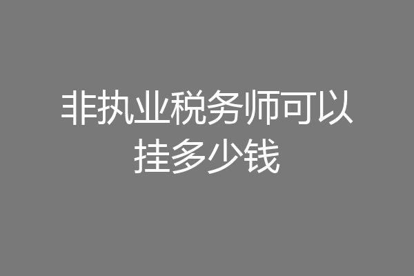 非执业税务师可以挂多少钱