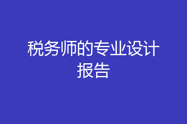 税务师的专业设计报告