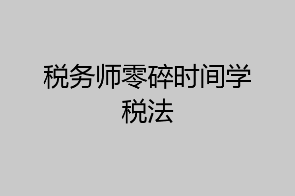税务师零碎时间学税法