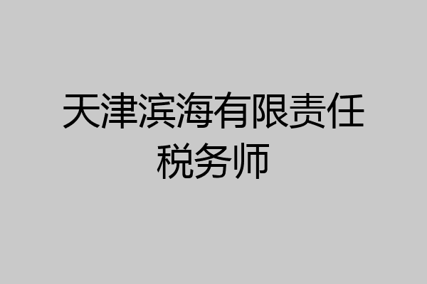 天津滨海有限责任税务师