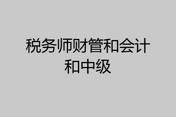 税务师财管和会计和中级