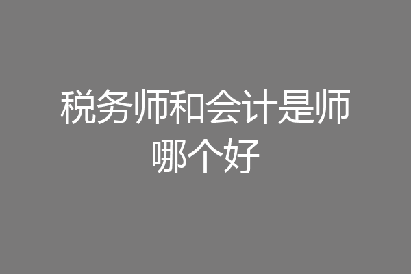 税务师和会计是师哪个好