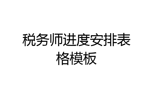 税务师进度安排表格模板