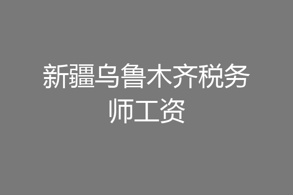 新疆乌鲁木齐税务师工资