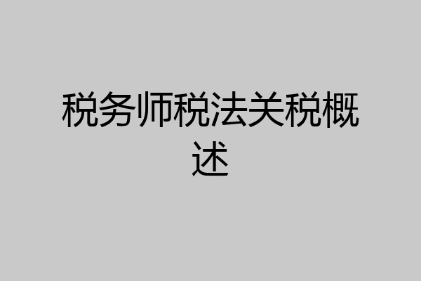 税务师税法关税概述