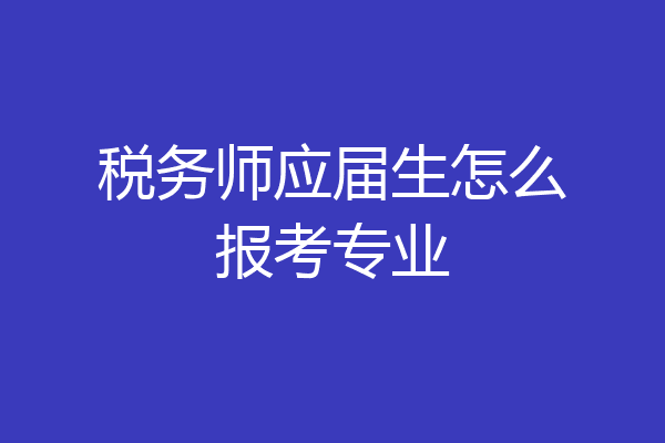 税务师应届生怎么报考专业