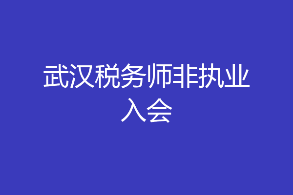 武汉税务师非执业入会
