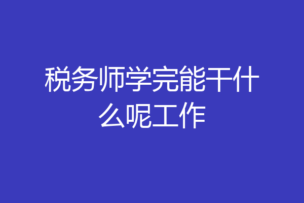 税务师学完能干什么呢工作