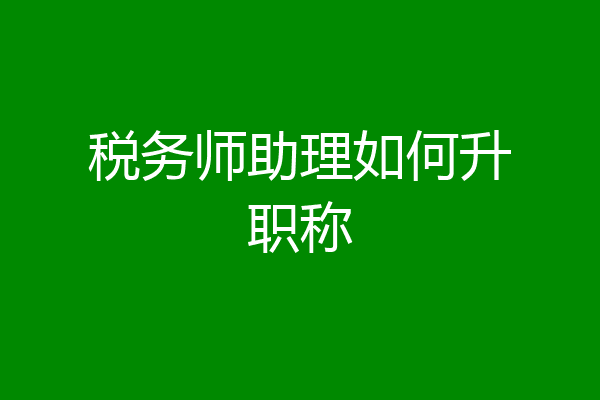 税务师助理如何升职称