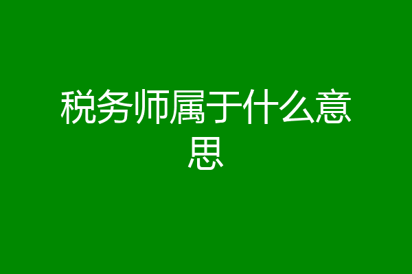 税务师属于什么意思
