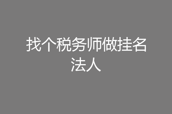 找个税务师做挂名法人