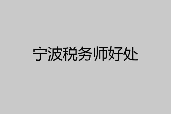 宁波税务师好处