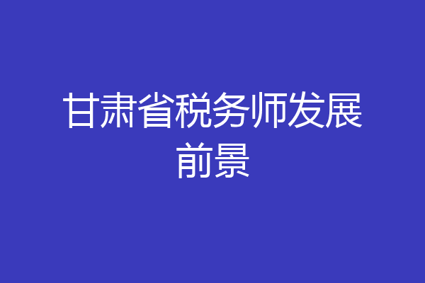 甘肃省税务师发展前景