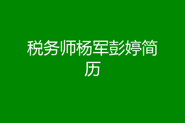 税务师杨军彭婷简历