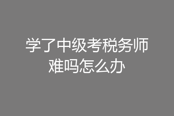 学了中级考税务师难吗怎么办