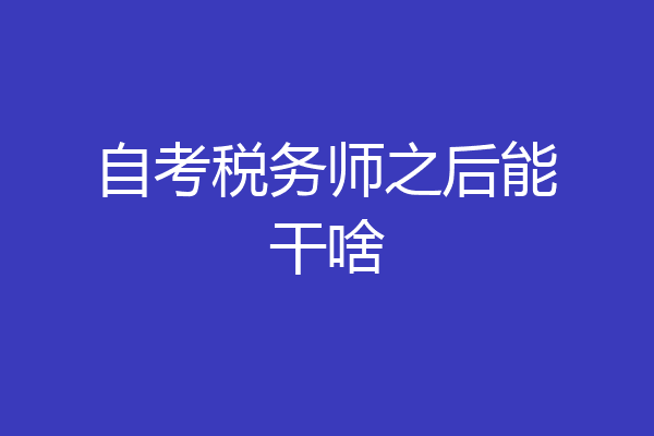 自考税务师之后能干啥