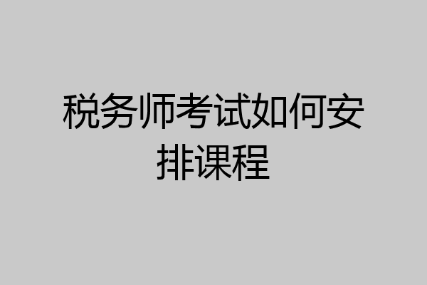 税务师考试如何安排课程