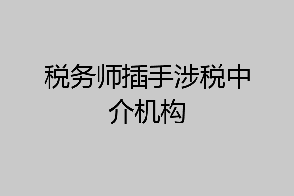 税务师插手涉税中介机构