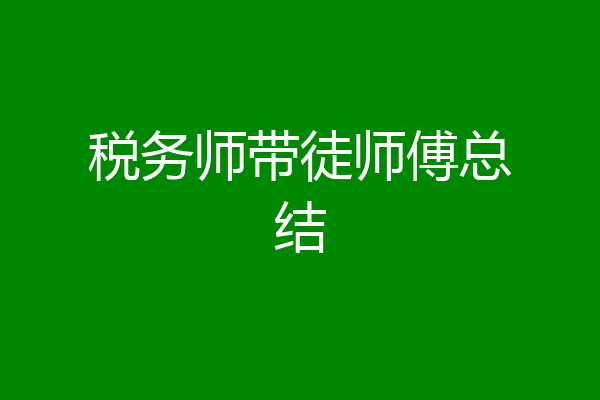 税务师带徒师傅总结