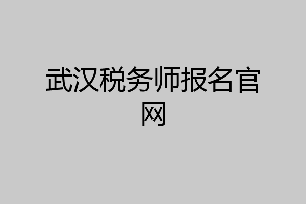 武汉税务师报名官网
