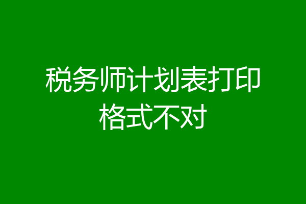 税务师计划表打印格式不对