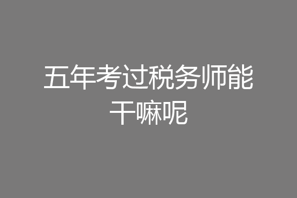 五年考过税务师能干嘛呢